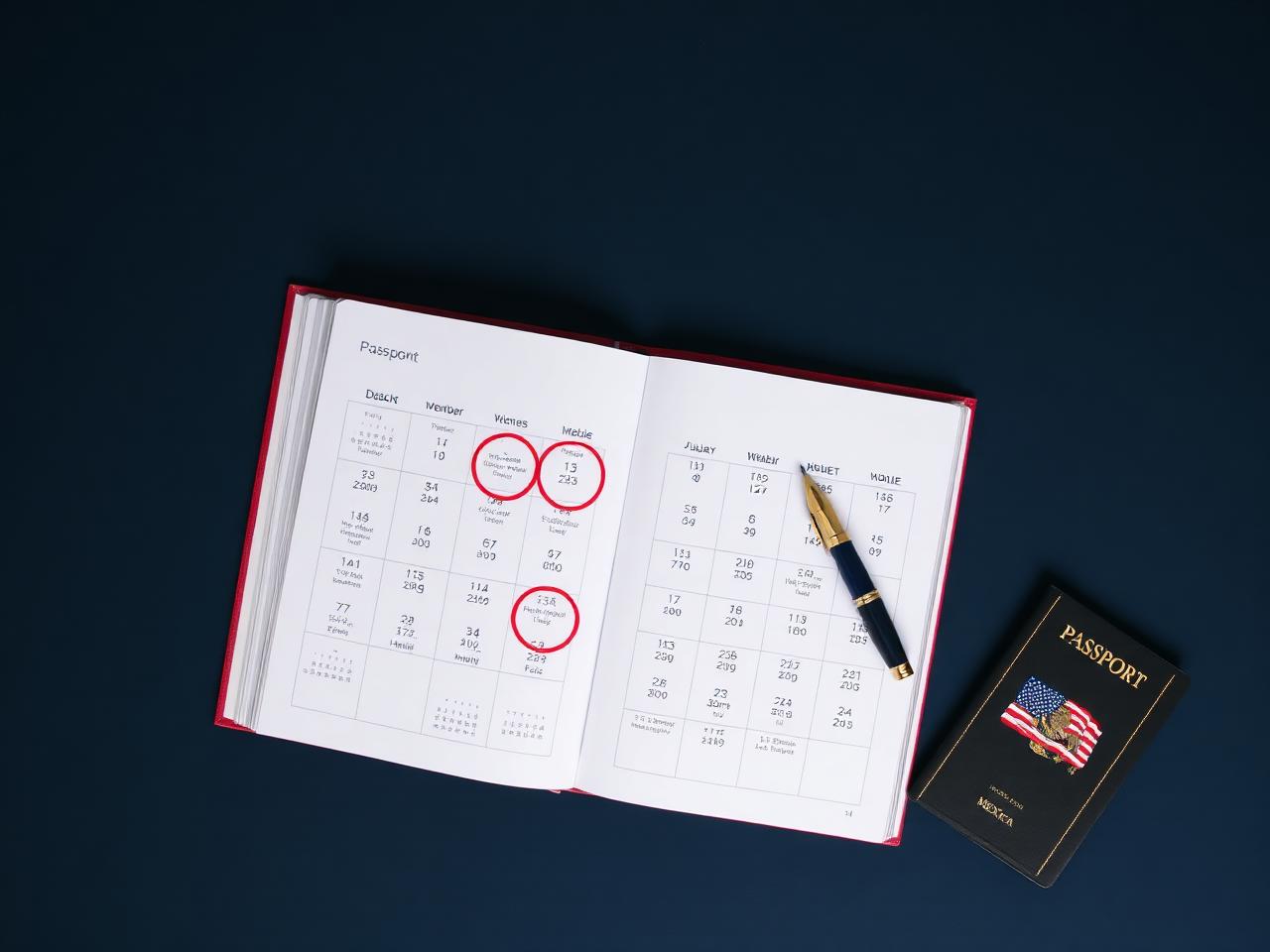 Agenda con fechas próximas resaltadas para cita de visa