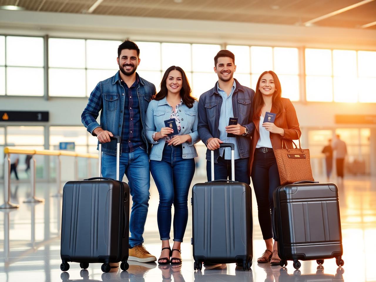 Familia con pasaportes lista para viajar